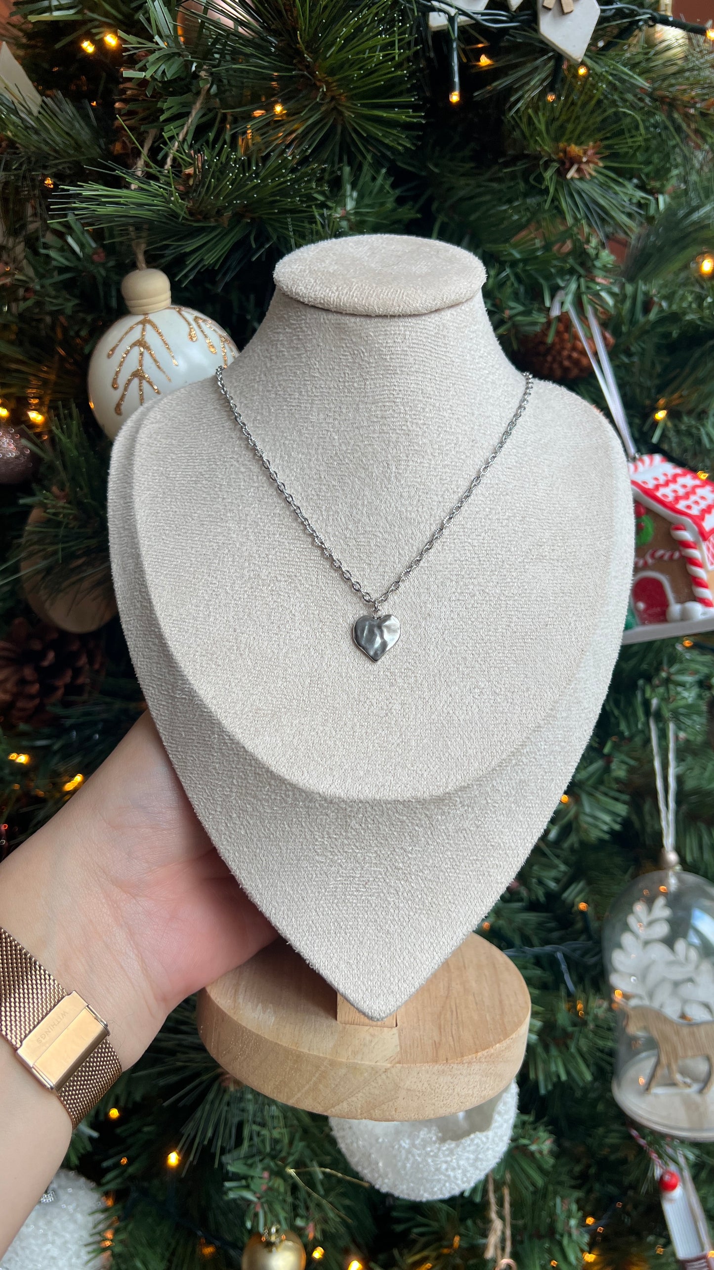 Marine | Collier cœur martelé