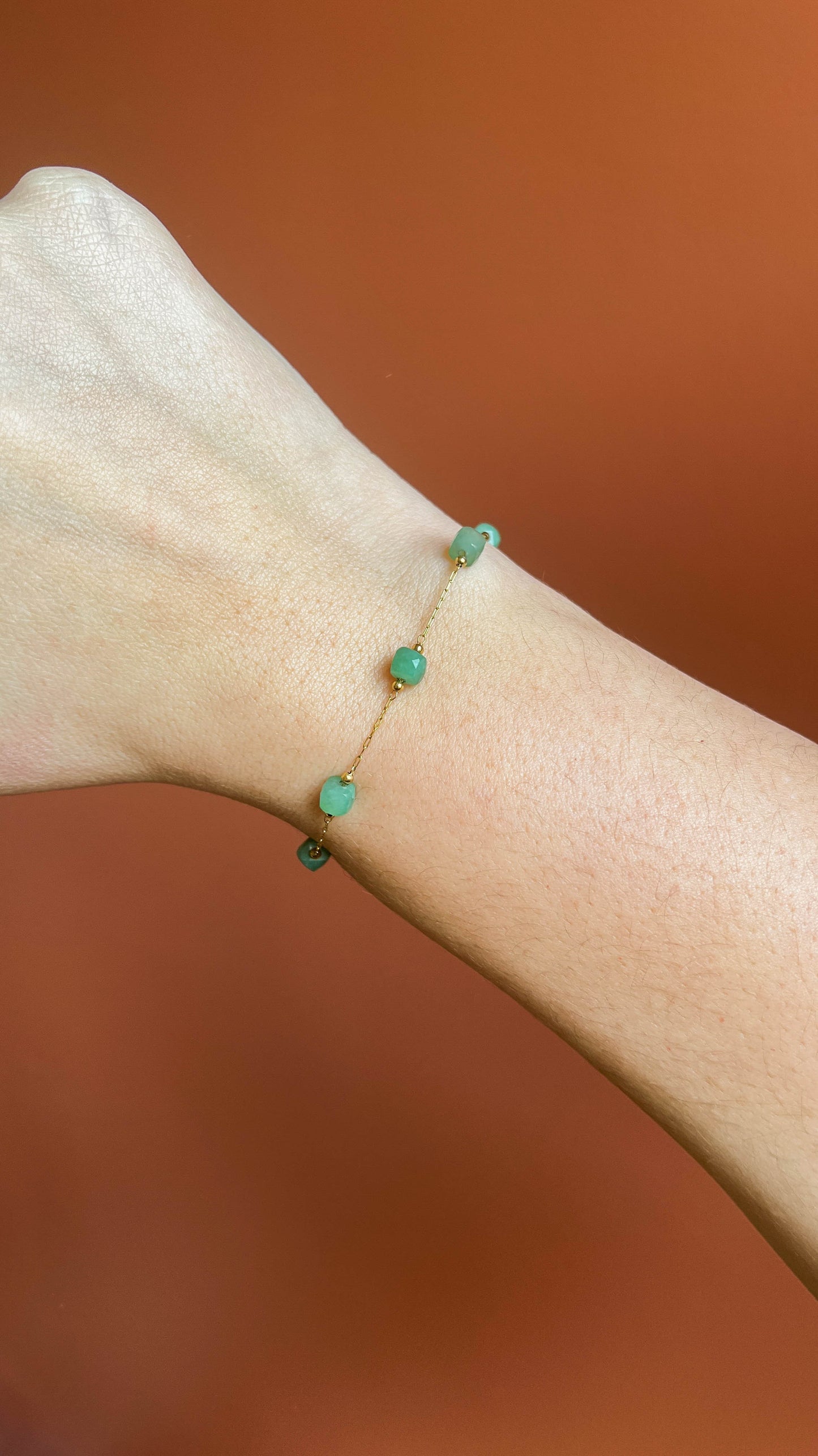 Opale | Bracelet en acier inoxydable et aventurine verte