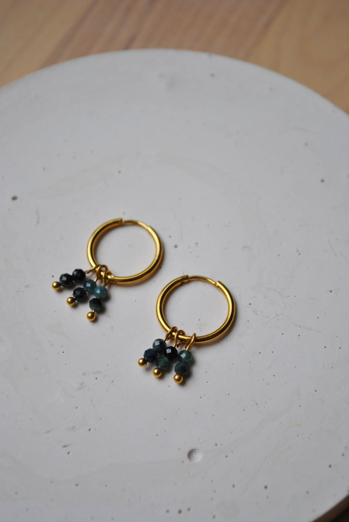 Saphira | Boucles d'oreilles en acier inoxydable et tourmaline