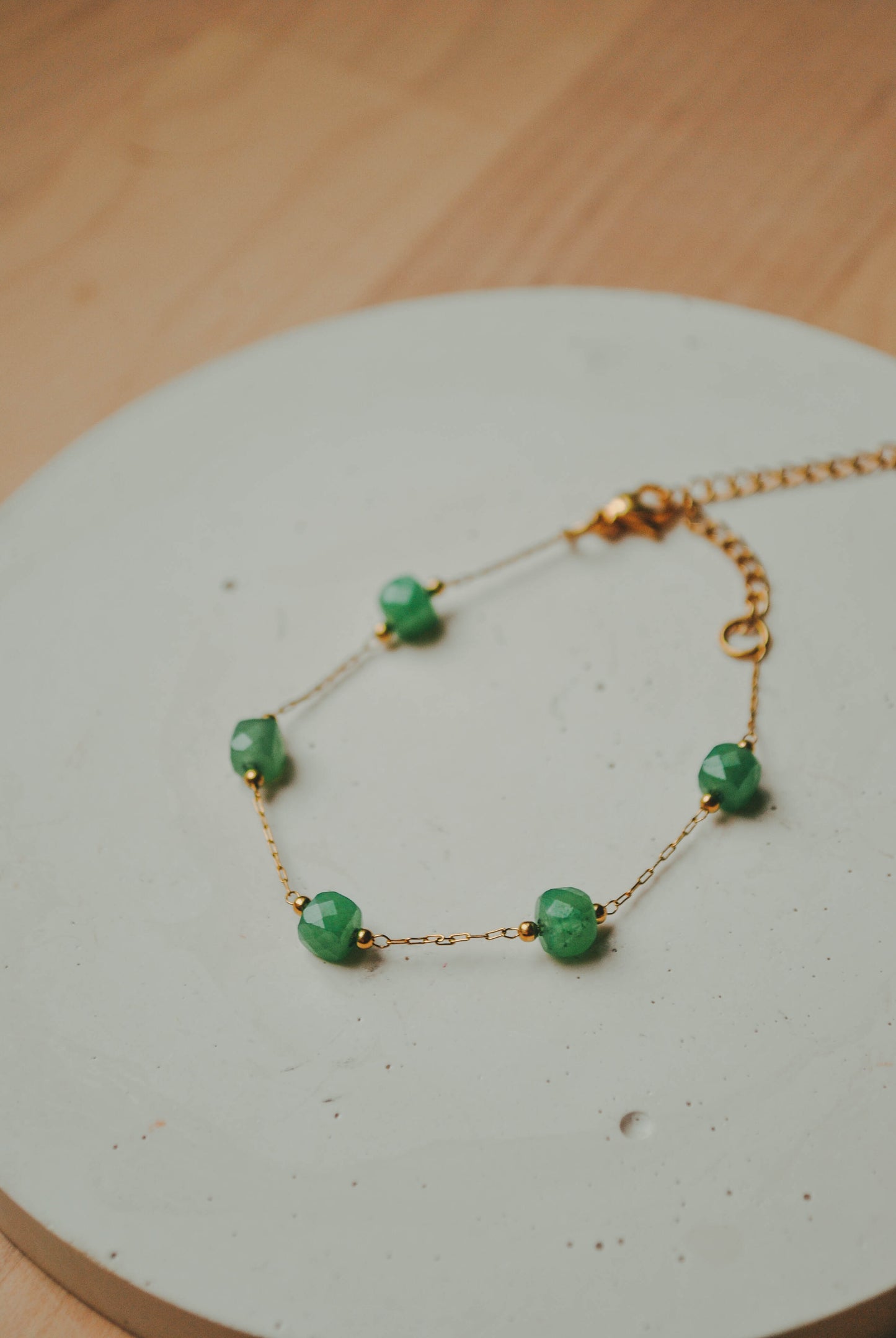 Opale | Bracelet en acier inoxydable et aventurine verte