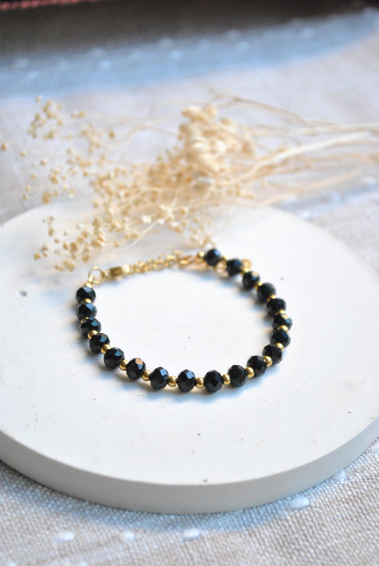 Claire | Bracelet perles noires et acier