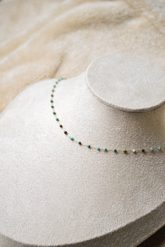 Amélie | Collier perlé en acier inoxydable et turquoise