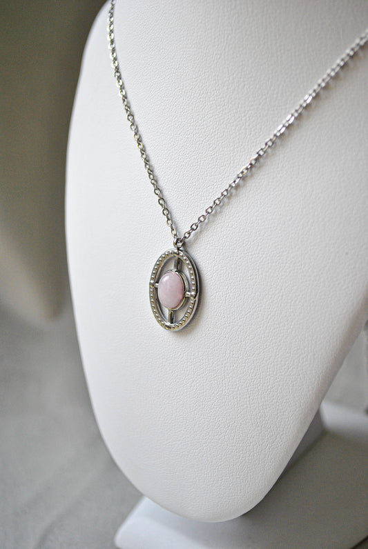 Stella | Collier en acier inoxydable et quartz rose