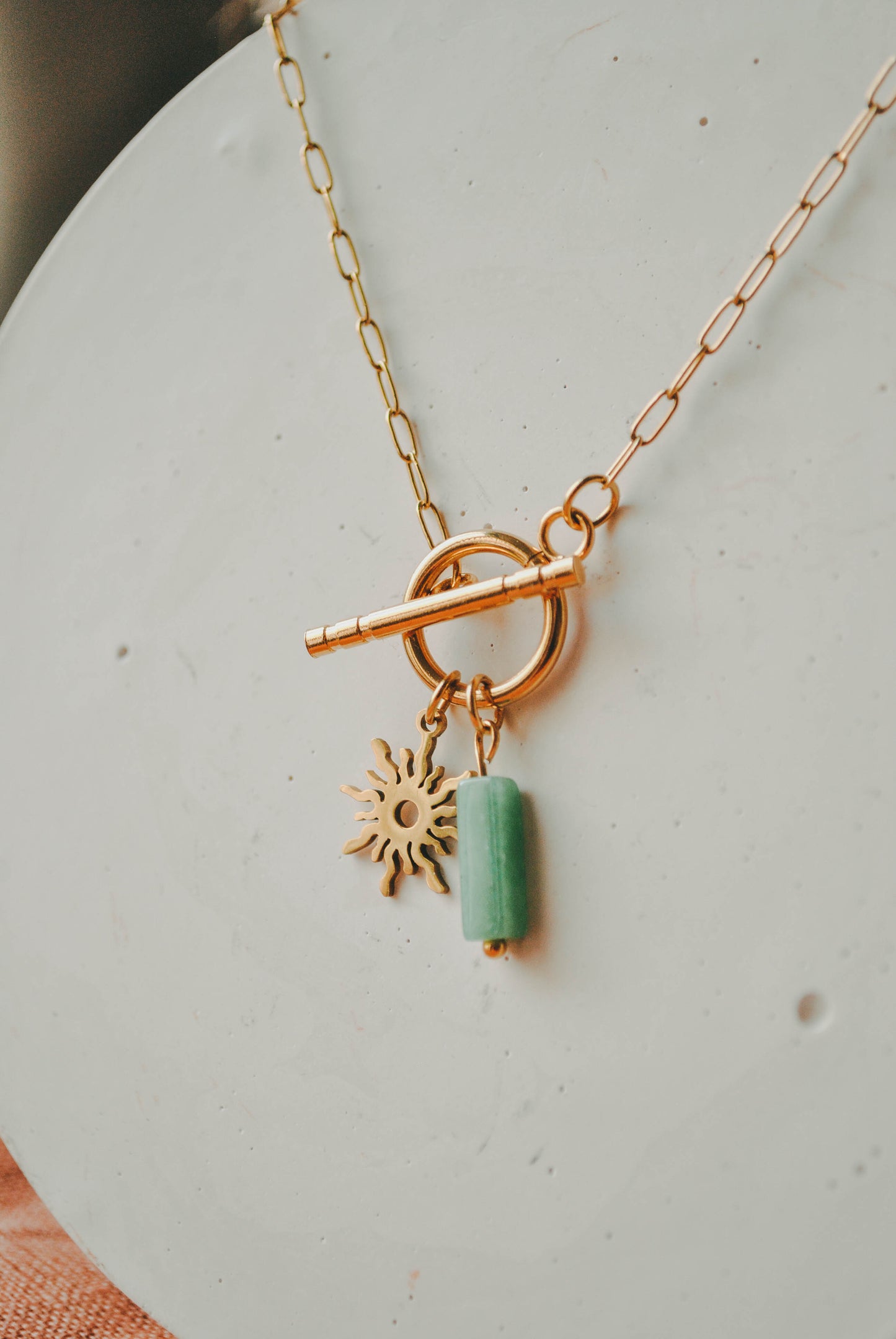 Sunny | Collier en acier inoxydable et aventurine