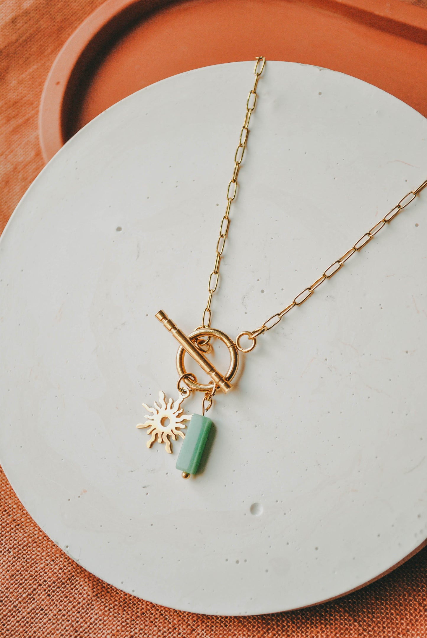 Sunny | Collier en acier inoxydable et aventurine