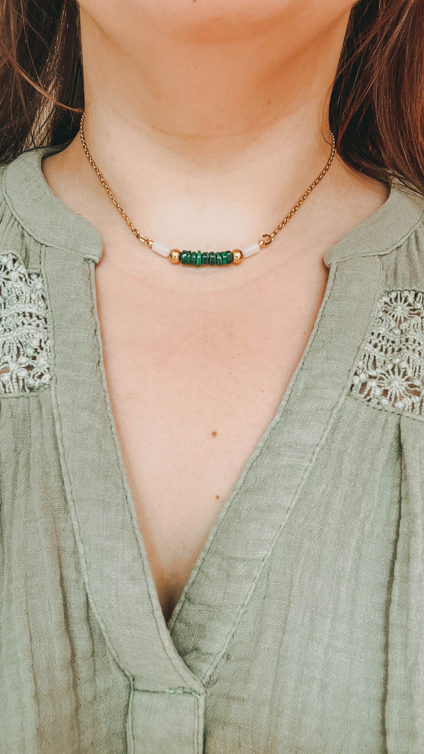 Téa | Collier en acier inoxydable & perles naturelles